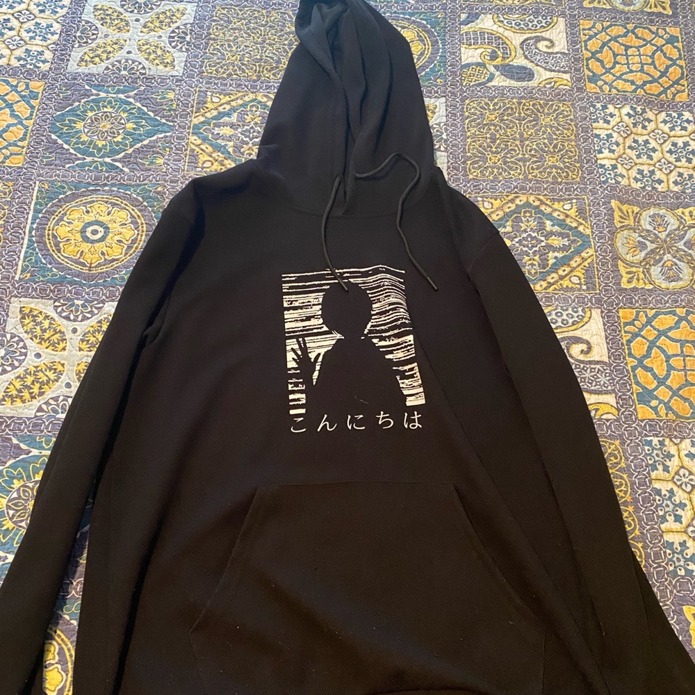 Japanese letter and figure Graphic hoodie